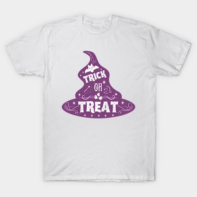 Trick Or Treat Wizard Hat Halloween T-Shirt by Stylish Dzign